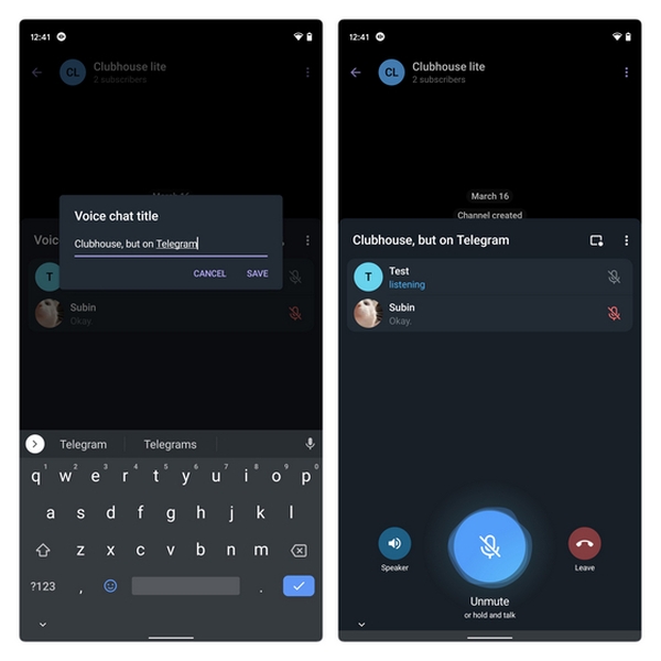 تنظیمات گروه چت صوتی تلگرام