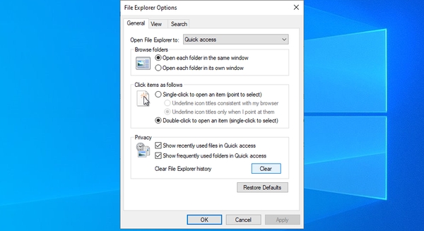 حذف تاریخچه File Explorer