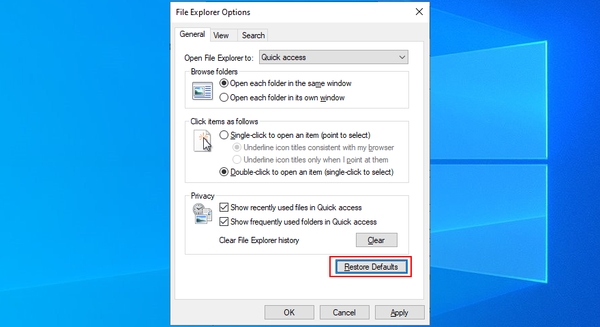 ریست کردن folder options برای رفع مشکل Has Stopped Working در ویندوز 7 و..
