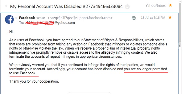 مشکل Your account has been disabled