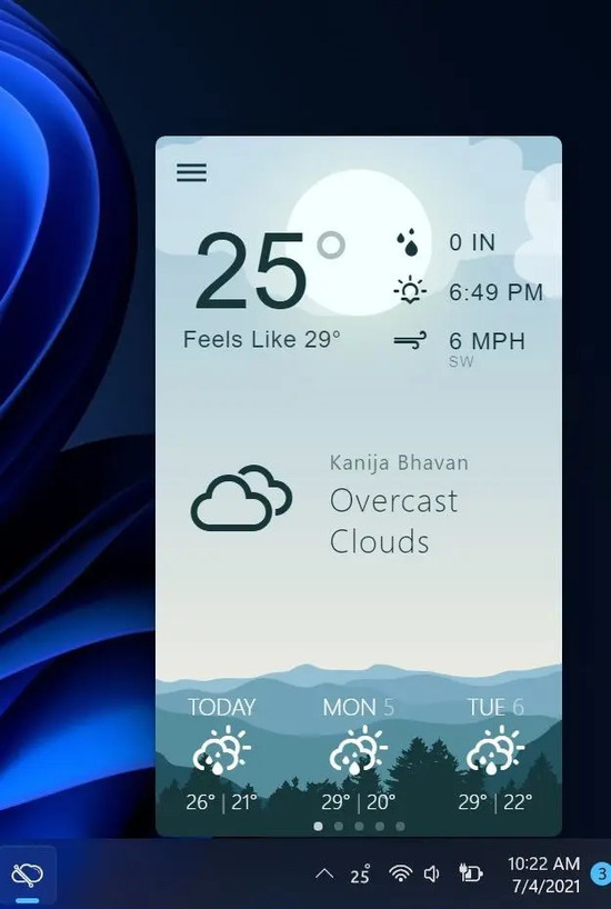 نمایش آب و هوا در تسکبار ویندوز 11