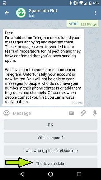 ارور تلگرام mutual contact