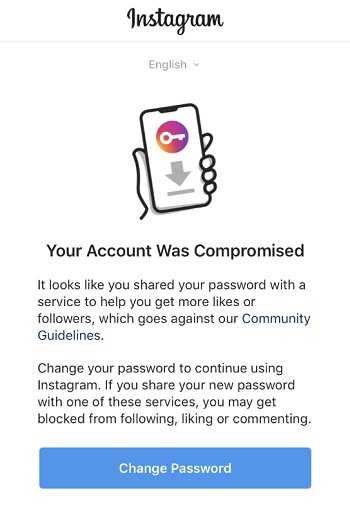 پیغام your account was compromised در اینستاگرام