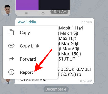 روش ریپورت مخاطبین تلگرام