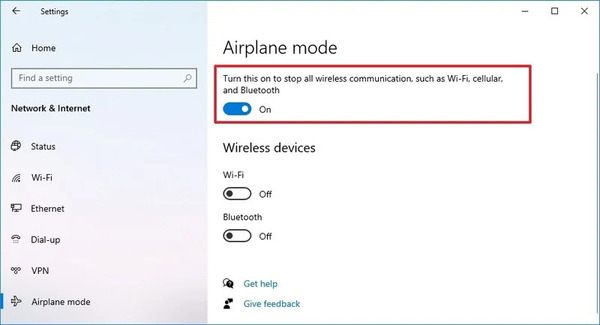 فعال کردن حالت Airplane mode در ویندوز 10