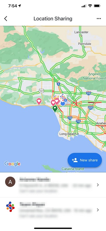اشتراک موقعیت مکانی من در گوگل مپ