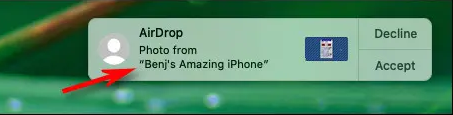 تغییر نام ایردراپ اپل