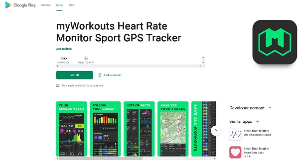 برنامه ضربان سنج قلب اندروید myWorkouts Heart Rate Monitor