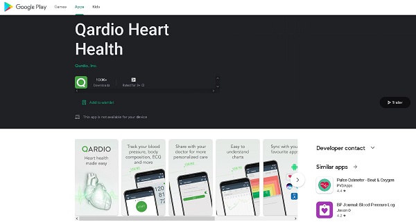 برنامه اندازه گیری ضربان قلب Qardio Heart Health