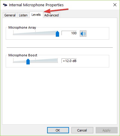 حل مشکل ضبط صدا ویندوز 10 با تنظیم لول میکروفون