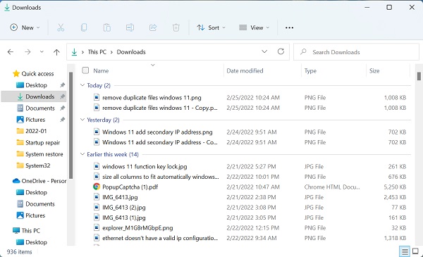 شناسایی فایل های تکراری در ویندوز 11