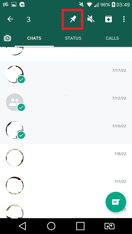 چسباندن پیام در واتساپ