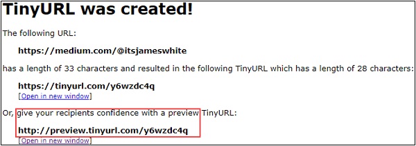 TinyURL یکی دیگر از بهترین سایت های تست لینک های کوتاه
