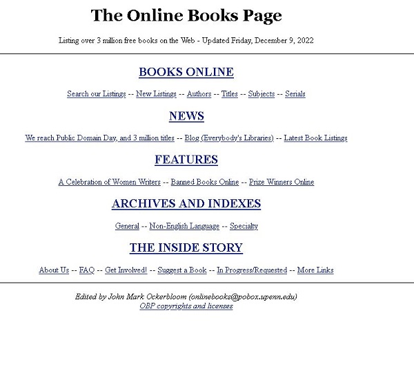The Online Books Page یکی از سایت های دانلود رایگان کتاب خارجی