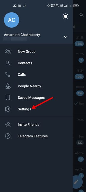 گزینه Device در تلگرام