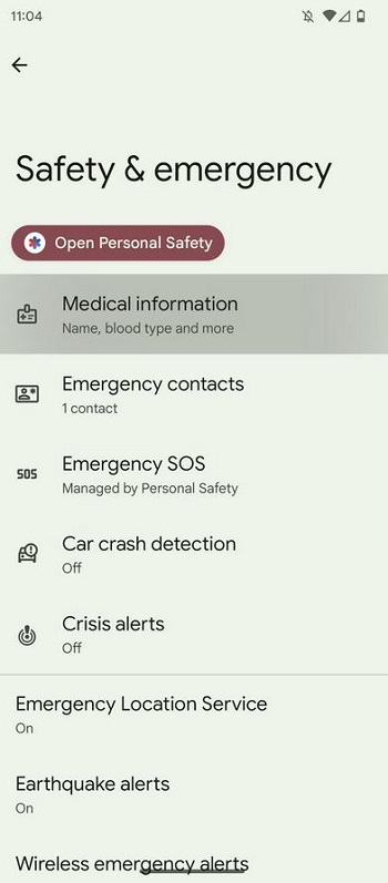 اضافه کردن اطلاعات پزشکی به صفحه قفل بعد از  فعال شدن قابلیت SOS در اندروید