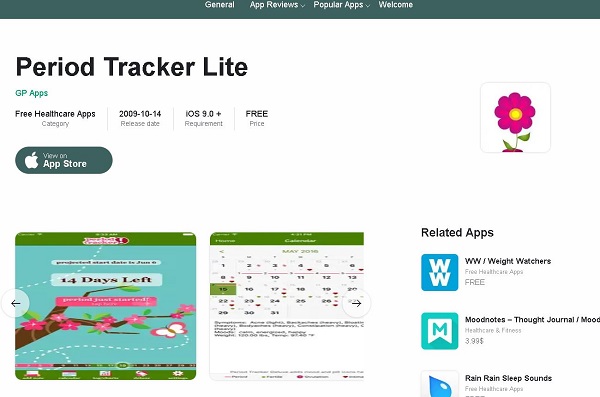 Period Tracker Lite برنامه پریود iOS