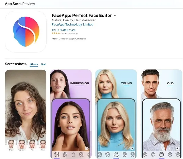 بهترین برنامه ادیت چهره ایفون رایگان FaceApp